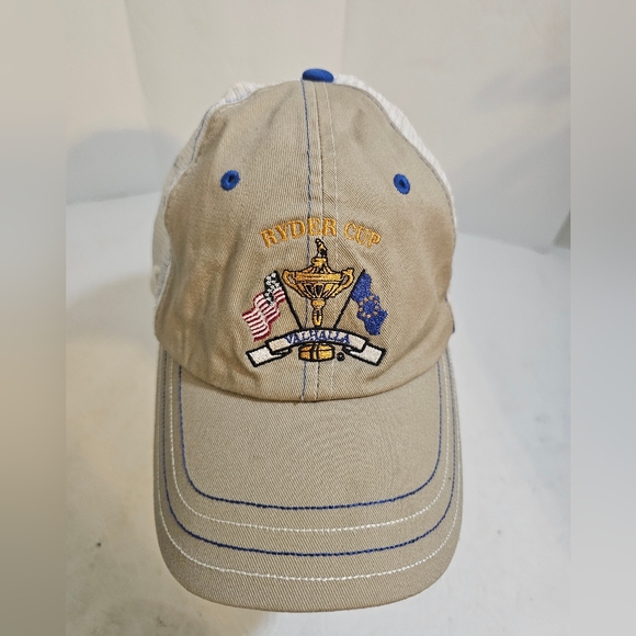Ryder Cup Valhalla Strapback Hat Golf Trucker Cap Tan / White - Picture 1 of 3